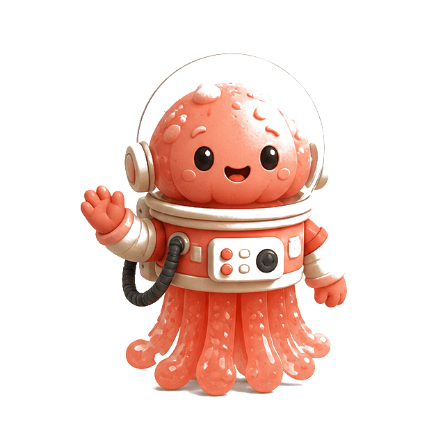 Coral jelly astronaut mascot